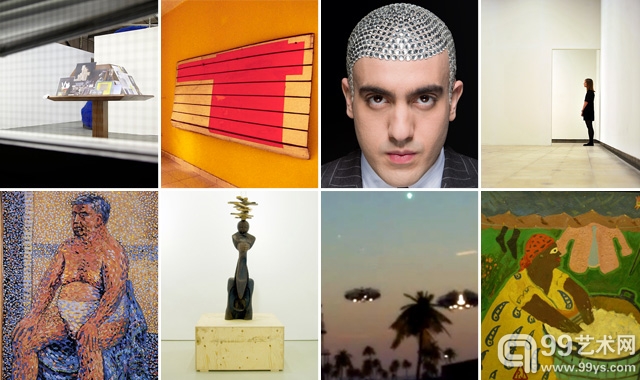 Clockwise from top left: Julian Abrams and Artangel; Yellowism; Philip Levine, Daniel Regan, and Kat Sinclair; Bethany Clarke/Getty Images; UCLA Library of Special Collections; Youtube; Orel Art UK; Museum of Bad Art