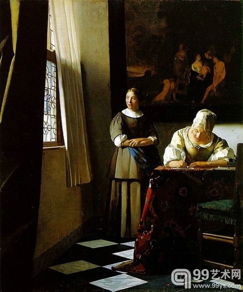 维梅尔画作《写信的夫人和她的女仆》（Lady Writing a Letter with her Maid）