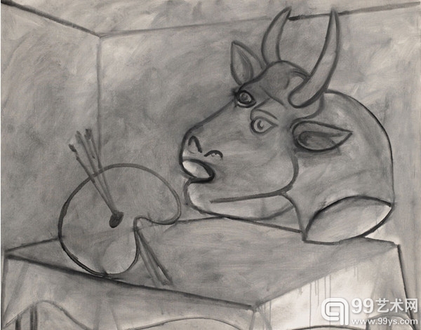 毕加索1938年作品《调色板与牛头》（Palette et Tête de Taureau）