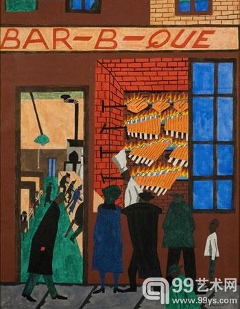 雅各布·劳伦斯, “Bar-b-que”, 1942年。