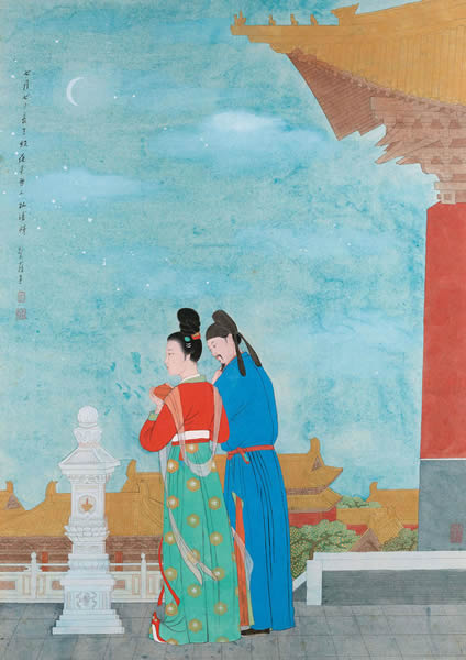 潘絜兹 七月七日长生殿纸本镜心78 × 54 cm 