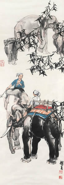 史国良 版纳风情 纸本镜心 101 × 34 cm
