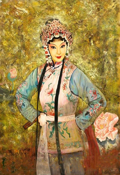 米巧铭京剧油画作品《春兰》 85cm125cm  2012年  布面油画