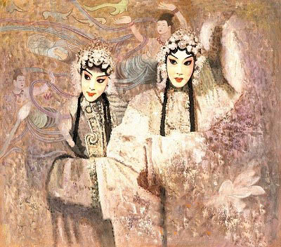 米巧铭京剧油画作品《京剧人物·卿意》  148cm170cm  2011年，布面油画