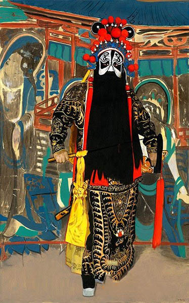 米巧铭京剧油画作品《项羽》  94cm150cm  2014年，布面油画