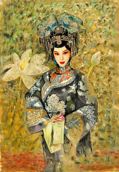 米巧铭京剧油画作品《萧太后》  85cm125cm  2012年，布面油画