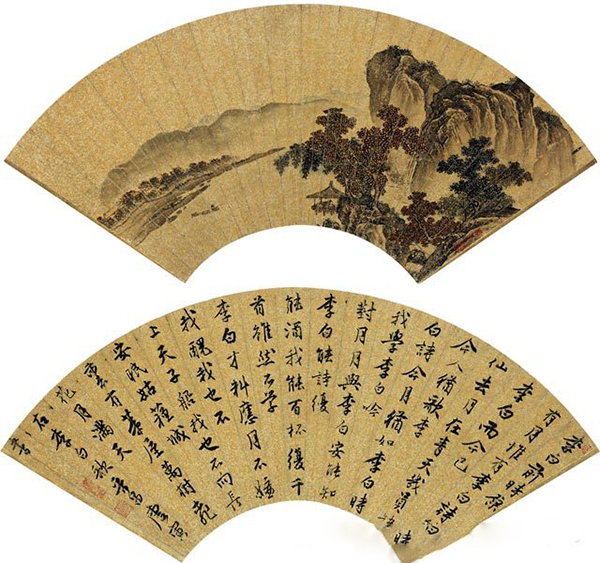 5437 唐寅 书画扇二帧 RMB 6，267，500