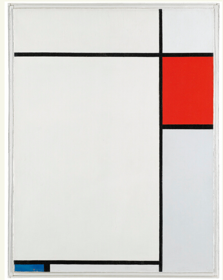 2.蒙德里安（PIET MONDRIAN）的《红蓝灰构图》（COMPOSITION WITH RED, BLUE AND GREY），成交价1520.25万英镑。该作创作于1927年，规格为68.5x53cm，原先估价为1300-1800万英镑。