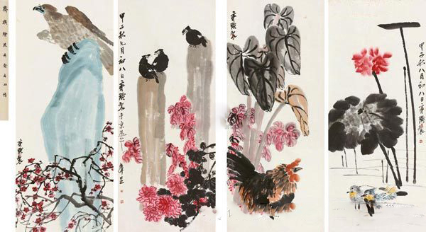 齐白石 花卉禽石