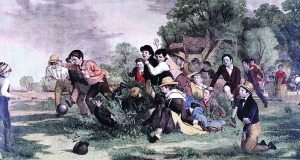 英国画家托马斯·韦伯斯特的作品《足球比赛》