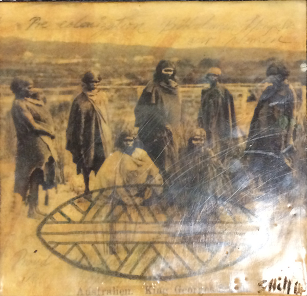 Once were warriors part 1` oil, wax and graphite encaustic on wood 20 x 20 x 6 cm