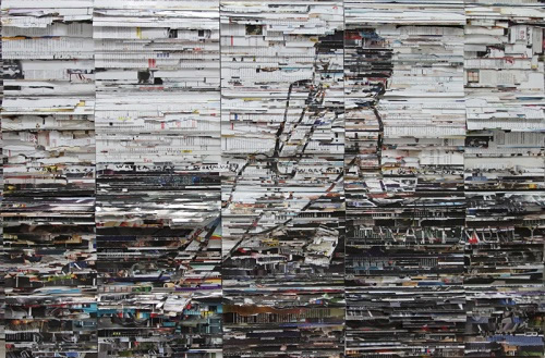 李枪  《人物之三-我要钱》   材料；书 铝板 长122cm宽.81cm 高10cm 2013年
