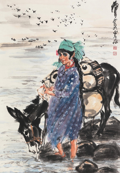 黄胄《饮水图》