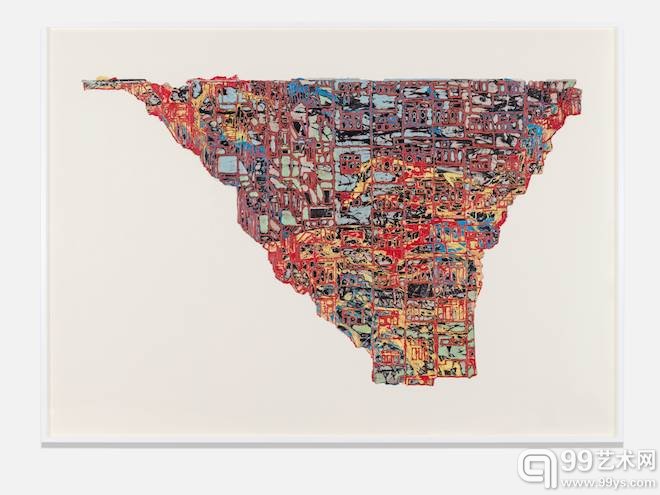Mark Bradford, “Mailing a Country 1″, mixed media on canvas, 2014