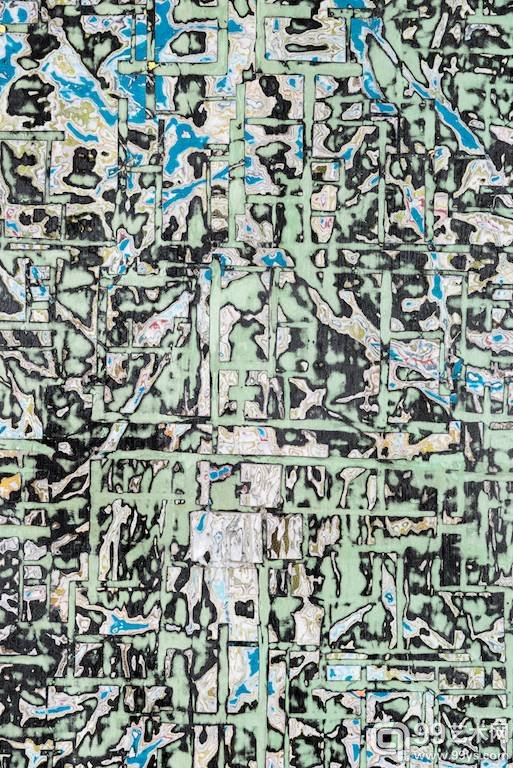 Mark Bradford, “Plan View 74″ (detail), mixed media on canvas, 2014