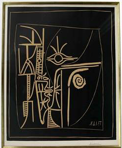毕加索麻胶版画《脸》