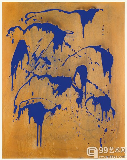 6.伊夫·克莱因（YVES KLEIN）的《UNTITLED FIRE COLOUR PAINTING (FC 28)》，成交价321.85万英镑。该作创作于1962年，规格为92x73cm，原先估价为100-150万英镑。