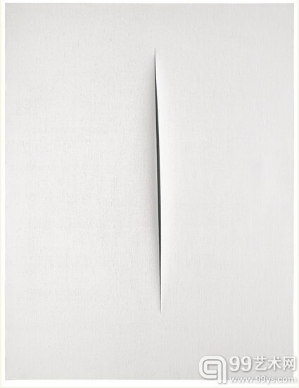  10.卢齐欧·封塔纳（LUCIO FONTANA）的《CONCETTO SPAZIALE, ATTESA》，成交价243.45万英镑。该作创作于1965年，规格为116x89cm，原先估价为220-300万英镑。