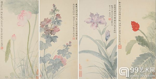 花卉四屏 （1953年）