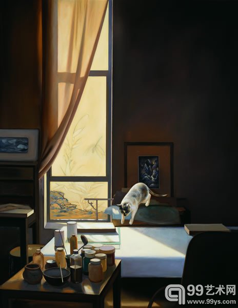仲清华 作品《猫》138X108CM布面油画2013年
