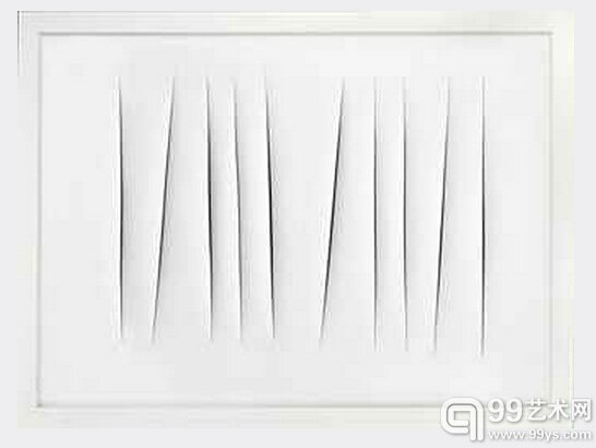  5.卢齐欧·封塔纳（Lucio Fontana）的《CONCETTO SPAZIALE, ATTESE》，成交价601.85万英镑。该作创作于1965年，规格为100x133.3cm，先前估价为400-600万英镑。