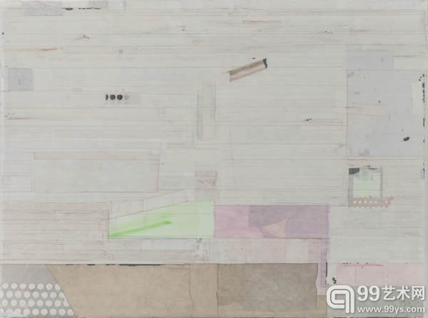 梁铨 《喝茶去》(Go off to Tea) 2011 茶，色，墨，宣纸拼贴 90x120cm
