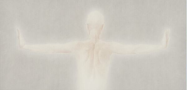 杭春晖，《绘画的雕塑性研究—勇气（背）》181x88cm纸本设色，2014