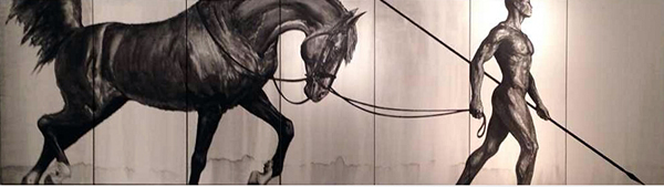 孙浩，夜奔，200×700cm，纸本水墨，2014