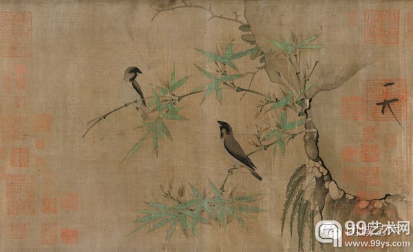 赵佶--竹禽图--绢本