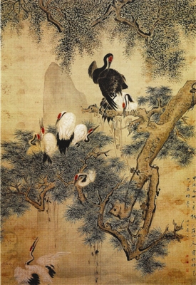 清代华喦《松鹤图》