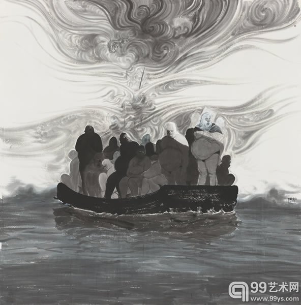 秦修平 《救赎》2013  纸本水墨 185×190cm