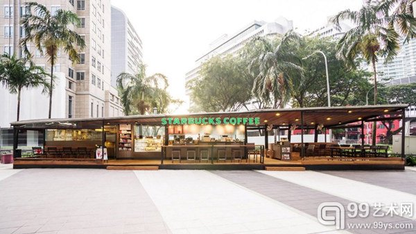 新加坡这家露天星巴克提供24小时服务，都市中的热带风情