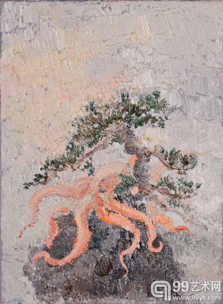 松树与章鱼 36x26cm 布面油画  2012