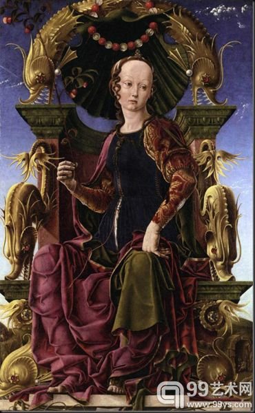 红：柯西莫。杜拉(Cosimo Tura)，《缪斯(卡利俄佩？)》，约1455-1460年作