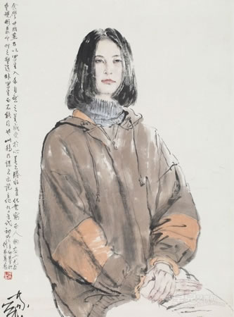 何家英 《孟小姐肖像》102cm x73cm