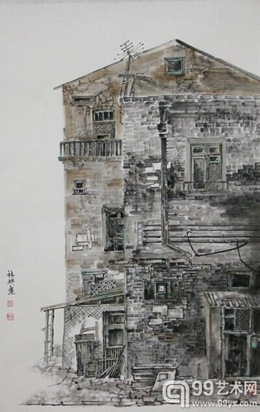 阮林铁《行走时的风景之六》 68×46cm 国画 哈师大 价格：4600