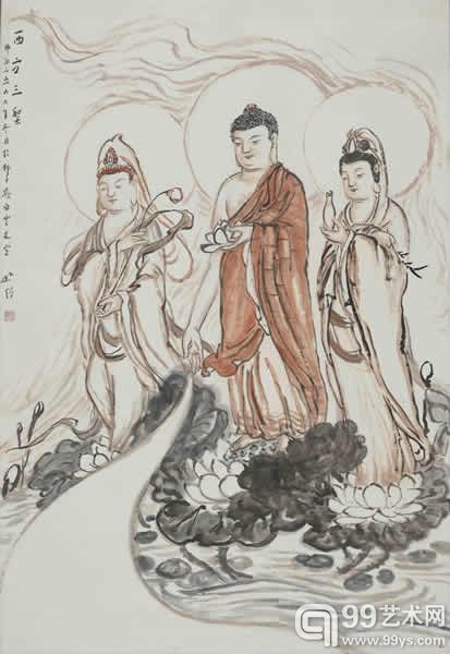 15  西方三圣 99×68cm
