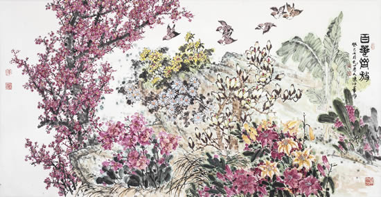 陈伯希 百花齐放 123x247cm 2013