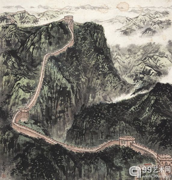 142  宋文治  巍巍长城  52×50cm