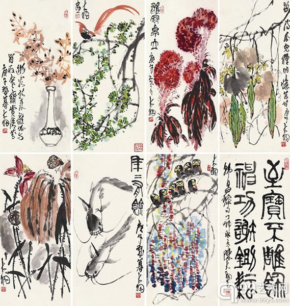 193   陈大羽   万紫千红八屏  97×45cm×8