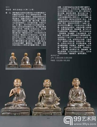 1511 清乾隆 铜泥金敬造三式佛（三尊）