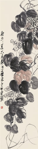 332 lot332 齐白石 扁豆 设色纸本  镜心  129×34cm