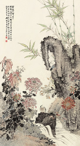 160 lot160 钱松岩 安居图 设色纸本  立轴  145×78cm