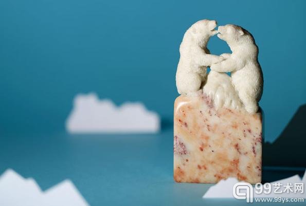 林凤妹  焓红石双雄章  规格：11.5×6×2.5cm  333.7g