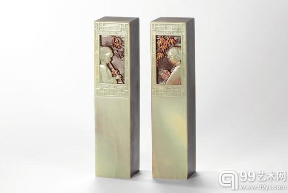 徐玮  寿山石期盼对章  规格：13×3×3cm  334.1g  339.5g