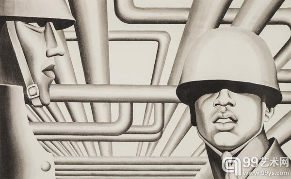 宋陵 《人•管道4号》2 1985 纸本水墨 148×90 cm