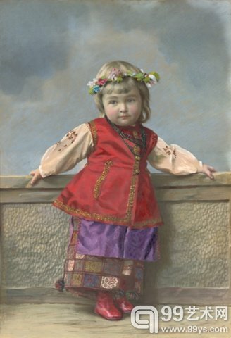 3.穿俄罗斯戏装的小女孩肖像，圣彼得堡，1900年代。摄影：Yelena Mrozovskaya