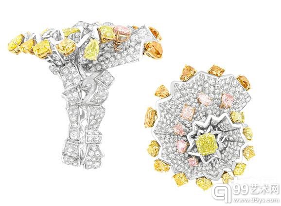 Dior顶级珠宝Archi Dior系列Verticale Plisse Diamant黄钻戒指