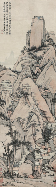 弘仁《西园坐雨图》