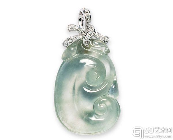 18k金镶翡翠如意坠
